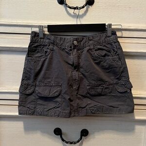 Gray Cargo Mini Skirt